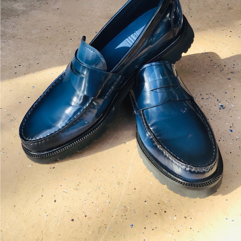 COLE HAAN Blue American Classic Penny Loafer Slip-Ons - Picture 2 of 13